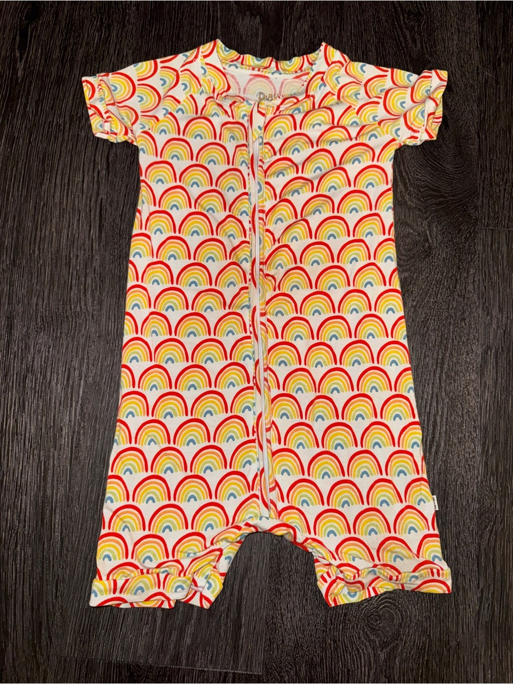 Bright Primary Rainbows Little Sleepies Shorty Kids One-Piece Zippy Romper 2T